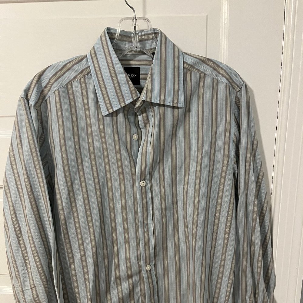 Men's Boss by Hugo Boss Striped Long Sleeve Button Down Shirt Size Small (S)